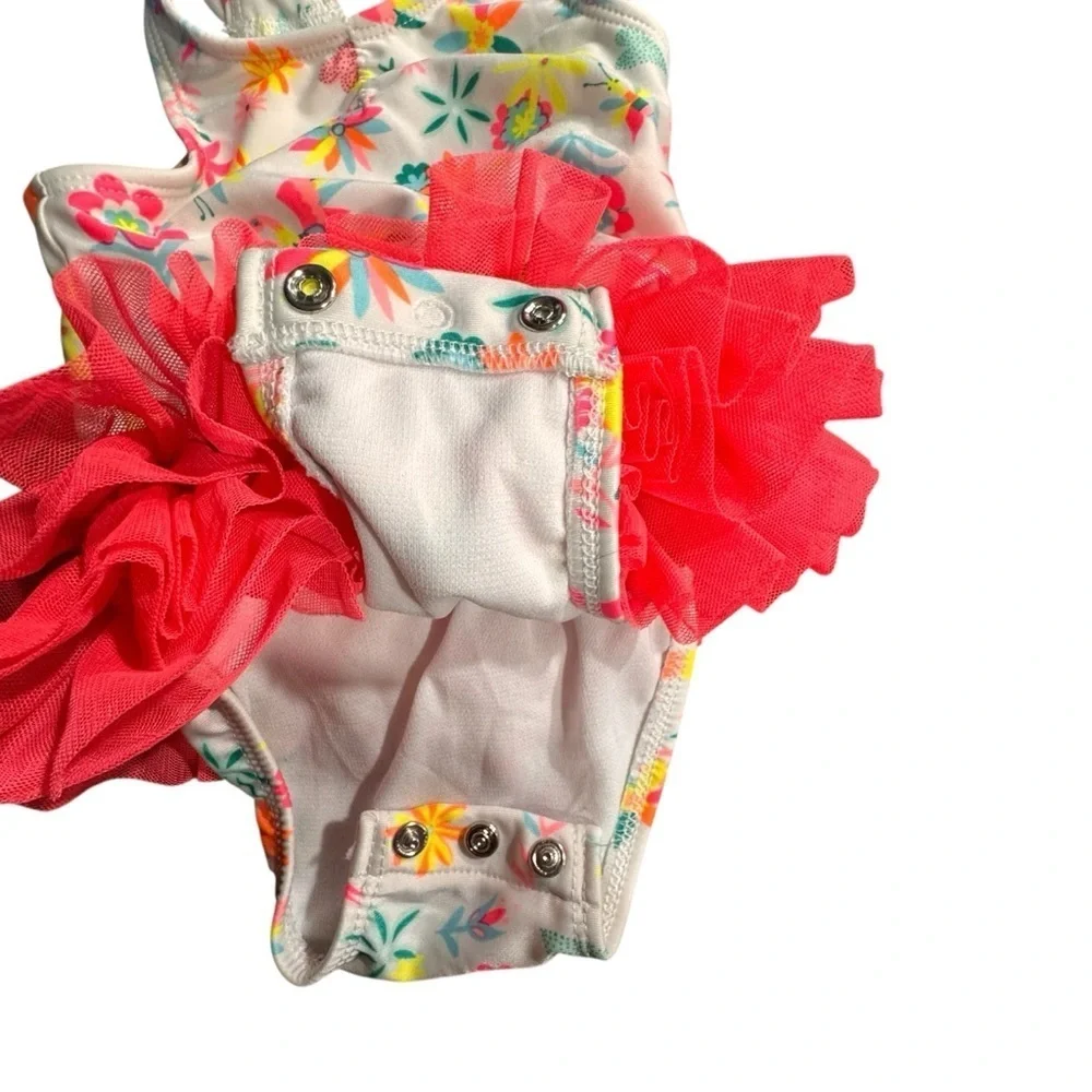 Cat & Jack Toddler Girls' Shapes One Piece Swimsuit, White Multicolor 12 Months